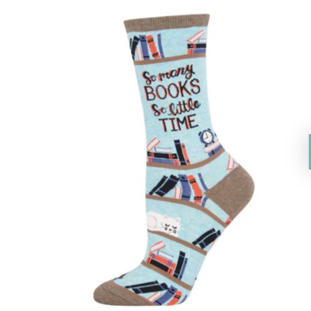 Sock Smith Cotton Crew Time  For a Good  Book New With Tag